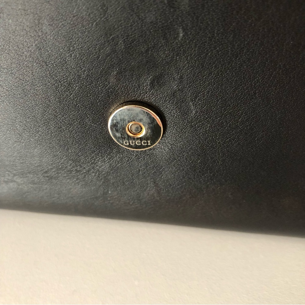 Gucci Rare Black Leather and Gold Bamboo Flap Clutch Bag - Picture 11 of 16